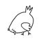 Funny chick peckingin doodle style. Hand drawn cute domestic bird vector illustration.