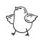 Funny chick sitting in doodle style. Hand drawn cute domestic bird vector illustration.