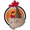 Funny chicken in a badge