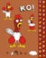 Funny chicken boxing cartoon expressions set