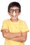 Funny child with glasses and nose joke