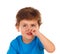 Funny child scratching his nose