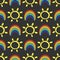 Funny child seamless pattern with rainbows and suns. Drawn by hand.