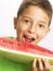 Funny child watermelon.