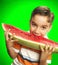 Funny child watermelon.