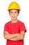 Funny child with a yellow helmet