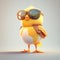 Funny childish bird wearing sunglasses on a color background. Generative AI