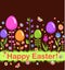 Funny childish Easter seamless card with colorful painted glass eggs and abstract flowers. Flat design