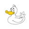 Funny childlike illustration of a white duck