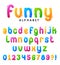 Funny Children Alphabet and Bright Balloon Font Vector Set