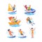 Funny Children Doing Water Sport Activity Vector Set