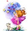 Funny children Fairy background. watercolor drawing