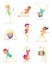 Funny Children practice capoeira movement. Cartoon design character. Vector illustration.