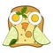 funny children's sandwich in the form of an owl. vector sandwich on a white background.