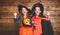 Funny children sister twins girl in witch costume in halloween