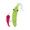 Funny Chili Pepper and Cucumber Vegetable Character with Smiling Face Holding Hands Vector Illustration