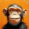 Funny Chimp Comics: A Cartoonish Painting With Lively Facial Expressions