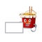 Funny chinese box noodle cartoon character design style with board