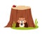 Funny Chipmunk as Forest Animal Pepped Out from Stump Hollow Vector Illustration