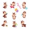 Funny Chipmunk Character with Cute Snout Engaged in Different Activity Vector Set