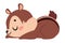 Funny Chipmunk Character with Cute Snout Lying Vector Illustration