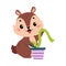 Funny Chipmunk Character with Cute Snout Unwrap Gift Box Vector Illustration