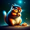 Funny chipmunk eating peanuts on a dark background. Vector illustration. Generative AI