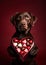 Funny Chocolate Labrador Dog Holding Box of Valentines Candy