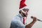 Funny christmas business man singing