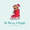 Funny Christmas puppy dog cartoon greeting card