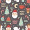 Funny Christmas seamless pattern with Santa Claus