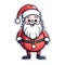 Funny Christmas sticker smiling Santa Claus. transparent background version available