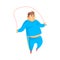 Funny Chubby Man Character Doing Gym Workout Jumping On Skipping Rope Illustration