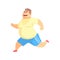 Funny Chubby Man Character Doing Gym Workout Running And Sweating Illustration