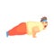 Funny Chubby Man Character Doing Push Ups At Gym Workout Illustration