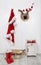 Funny classical santa christmas decoration background in red and