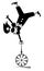 Funny clown balances on the unicycle illustration