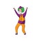 Funny clown in beautiful color clothes. Cute clown fun and entertains the audience