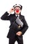 Funny clown businessman