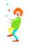Funny clown juggling. Color cartoon vector drawing image.