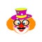 Funny Clown mask carnival birthday Kids Party Clown character isolated