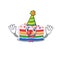 Funny Clown rainbow cake cartoon character mascot design