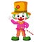 Funny clown using hat