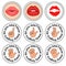 Funny coasters design for drinks with lips and fingers. Round form for bars, restaurant and cafÃ©.