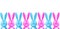 Funny colorful bunnies on white background. Easter banner,web site header. Pink and blue rabbits creative minimal style