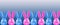 Funny colorful bunnies on white background. Easter banner,web site header. Pink and blue rabbits creative minimal style