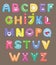 Funny colorful cartoon alphabet. Alphabetical letters ABC for children.