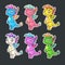 Funny colorful dragon stickers set.