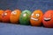 Funny colorful Easter eggs with faces