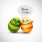 Funny colorful easter eggs with a speech bubble